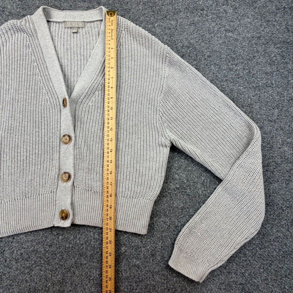 J.Crew Cotton Cashmere Blend Cropped V-Neck Cardigan Sweater Gray L - Picture 5 of 10